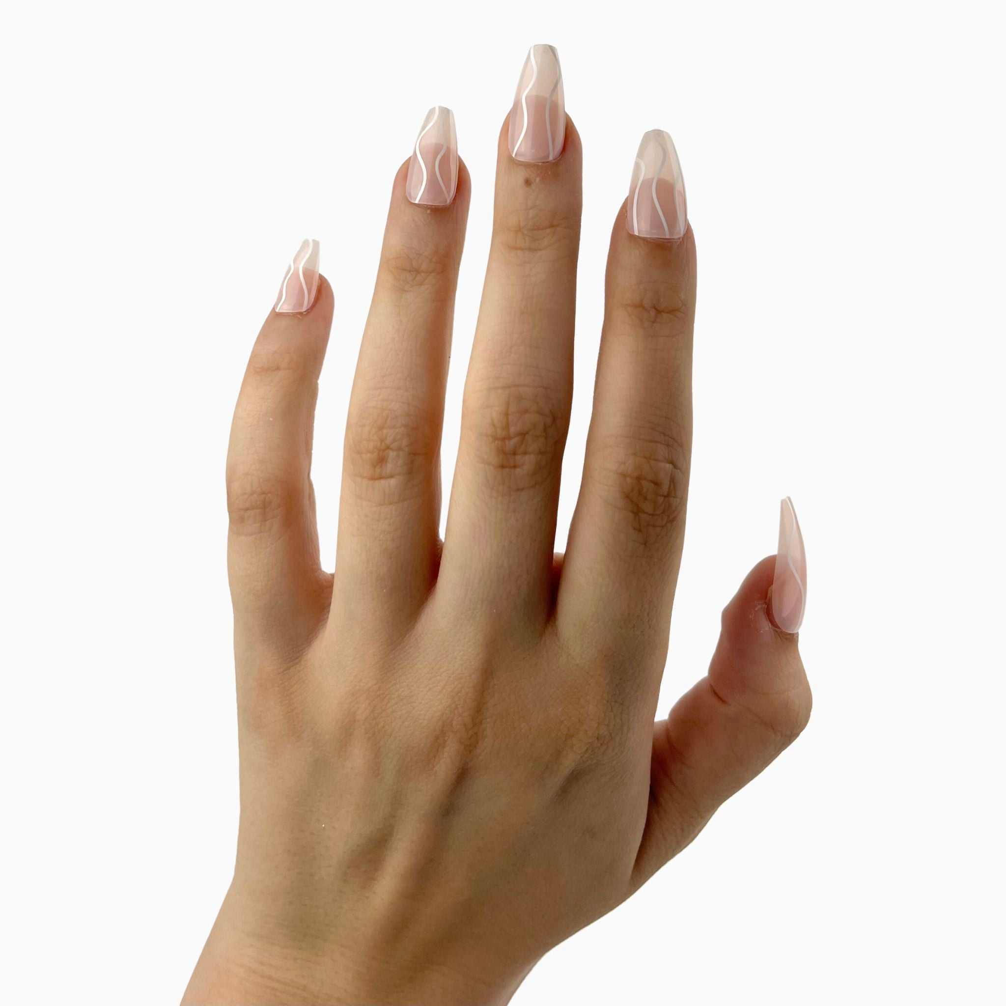 Women Fake Nails with White Lines with Harmless And Smooth Edge for  Professional Nail Specialist Jelly Glue Model - Walmart.com