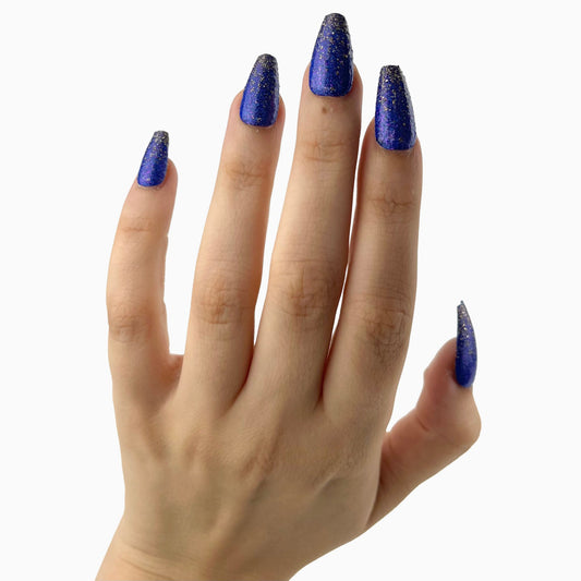 Blue sparkling glitter press-on nails tekokynnet