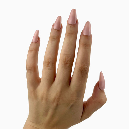 pink long press-on nails tekokynnet