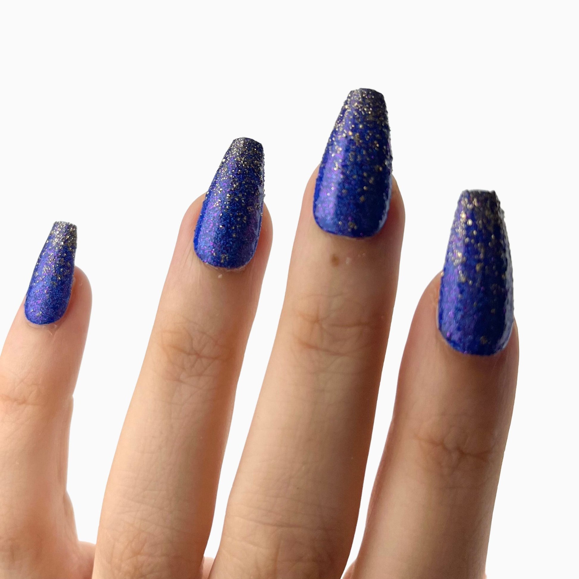 Blue sparkling glitter press-on nails tekokynnet